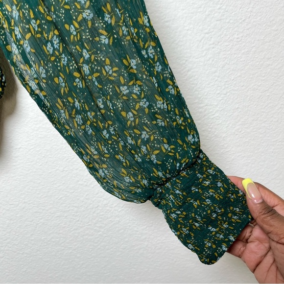 Free People Women Roma Top Small Green Ditsy‎ Floral Victorian Royalcore Sheer - Picture 4 of 10